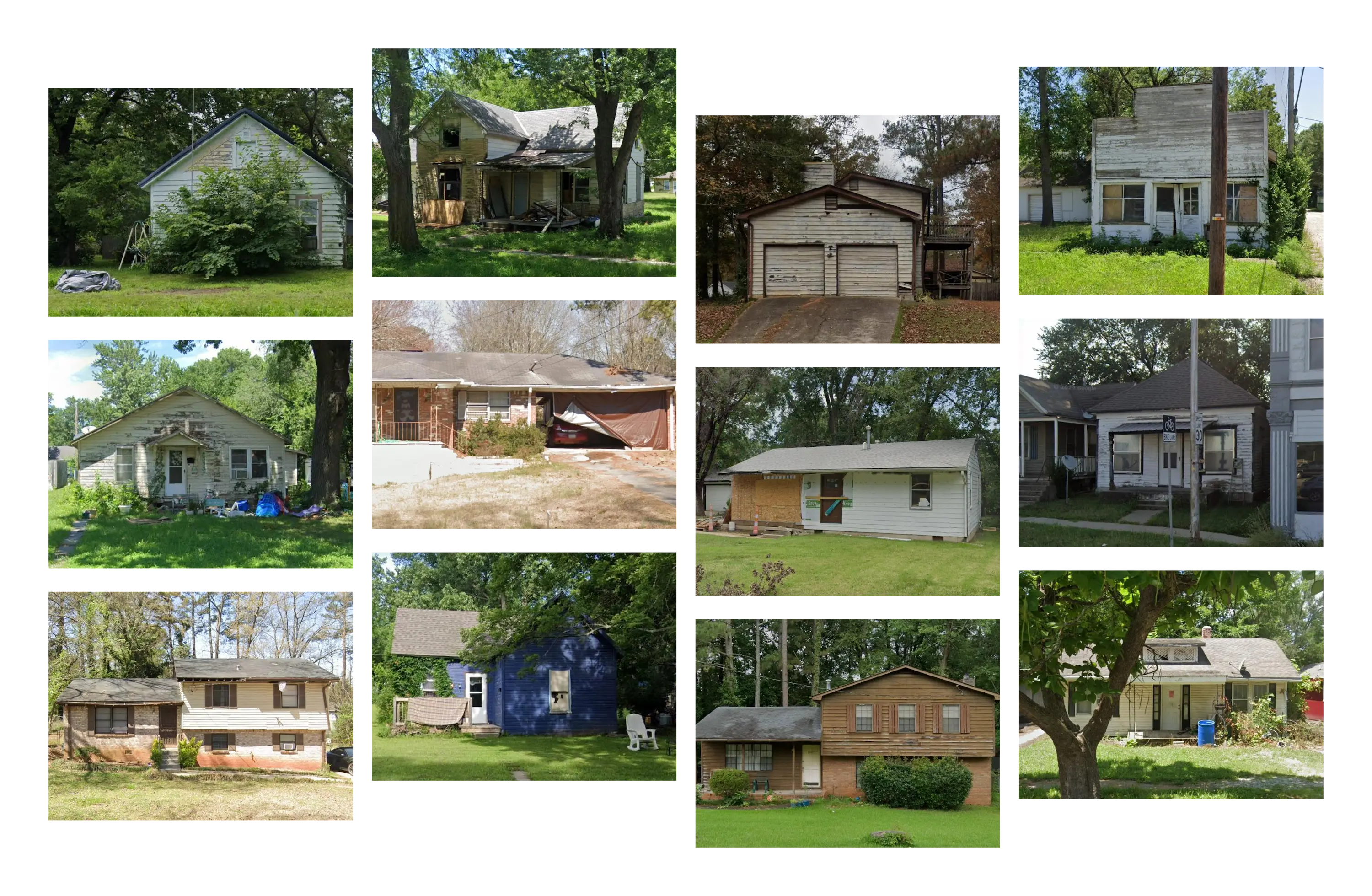 Examples of real distressed properties returned by the Atlas AI Distressed Property Discovery tool